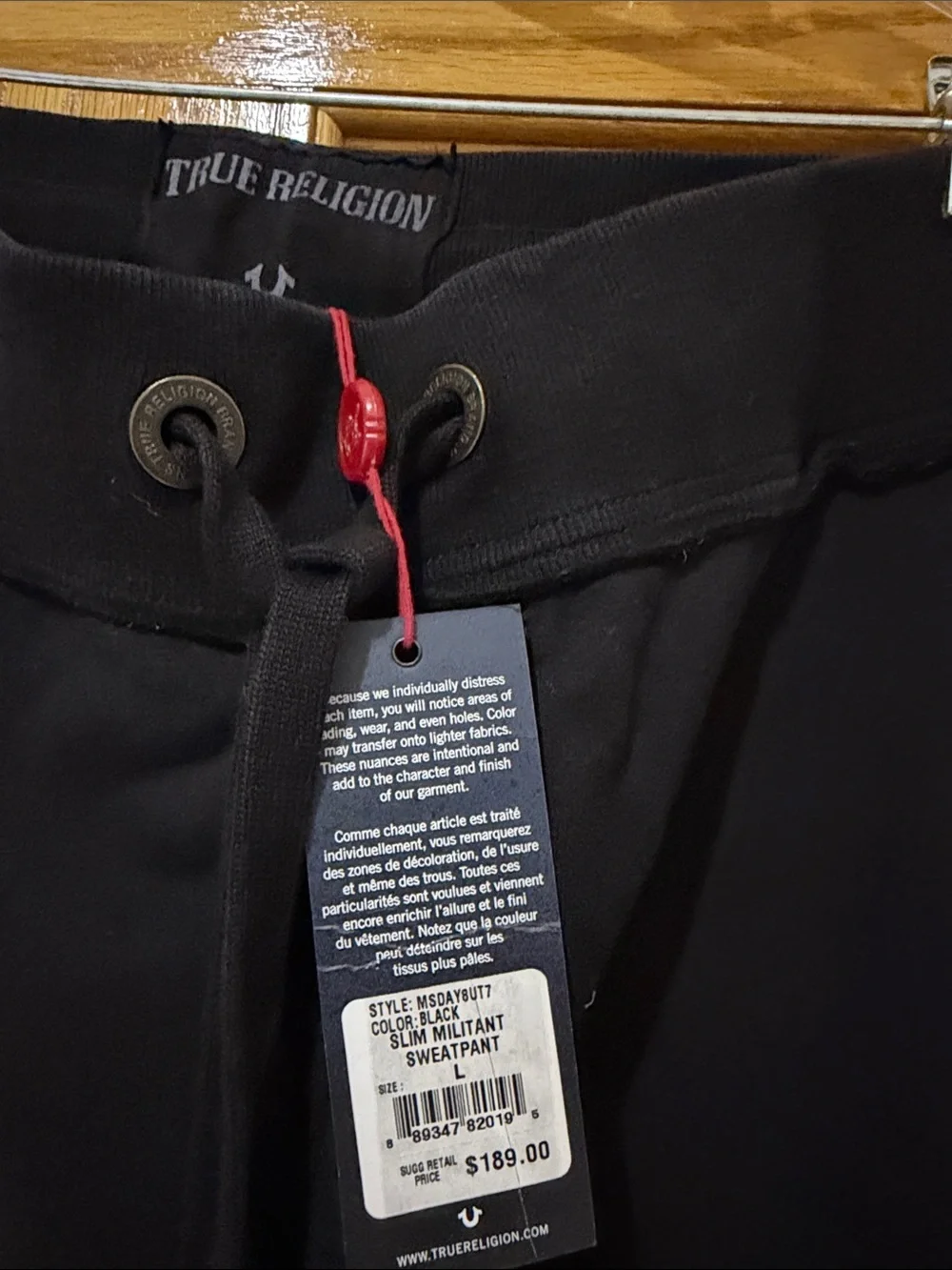 True Religion Black Cargo Jogger Sweatpants